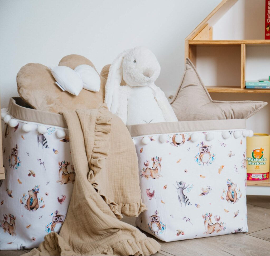 Set 2 bavlněných košíků s kuličkami (M, L) Set 2 bavlněných košíků s kuličkami (M, L)