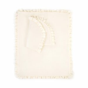 Set mušelínové přikrývky a zaobleného polštáře s volánem a výplní