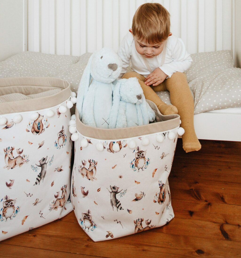 Set 2 bavlněných košíků s kuličkami (M, L) Set 2 bavlněných košíků s kuličkami (M, L)