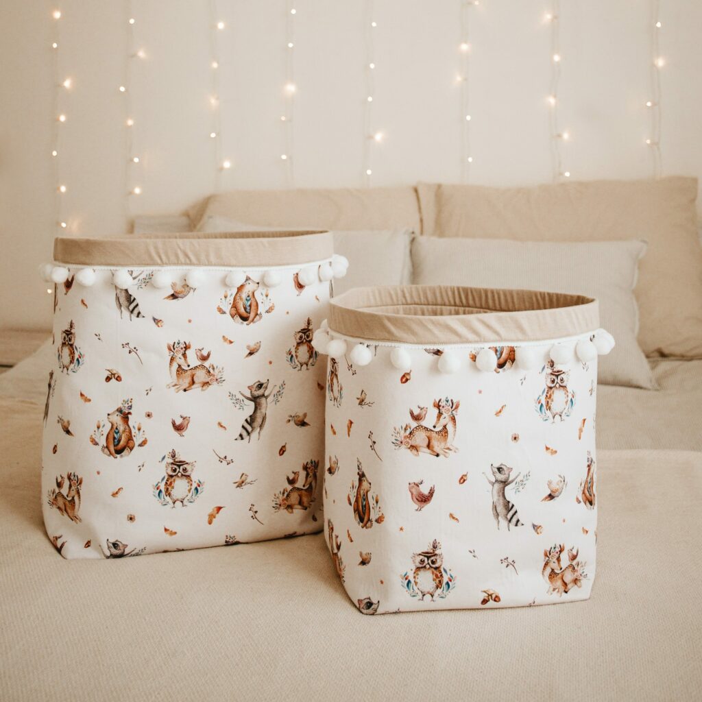 Set 2 bavlněných košíků s kuličkami (M, L) Set 2 bavlněných košíků s kuličkami (M, L)