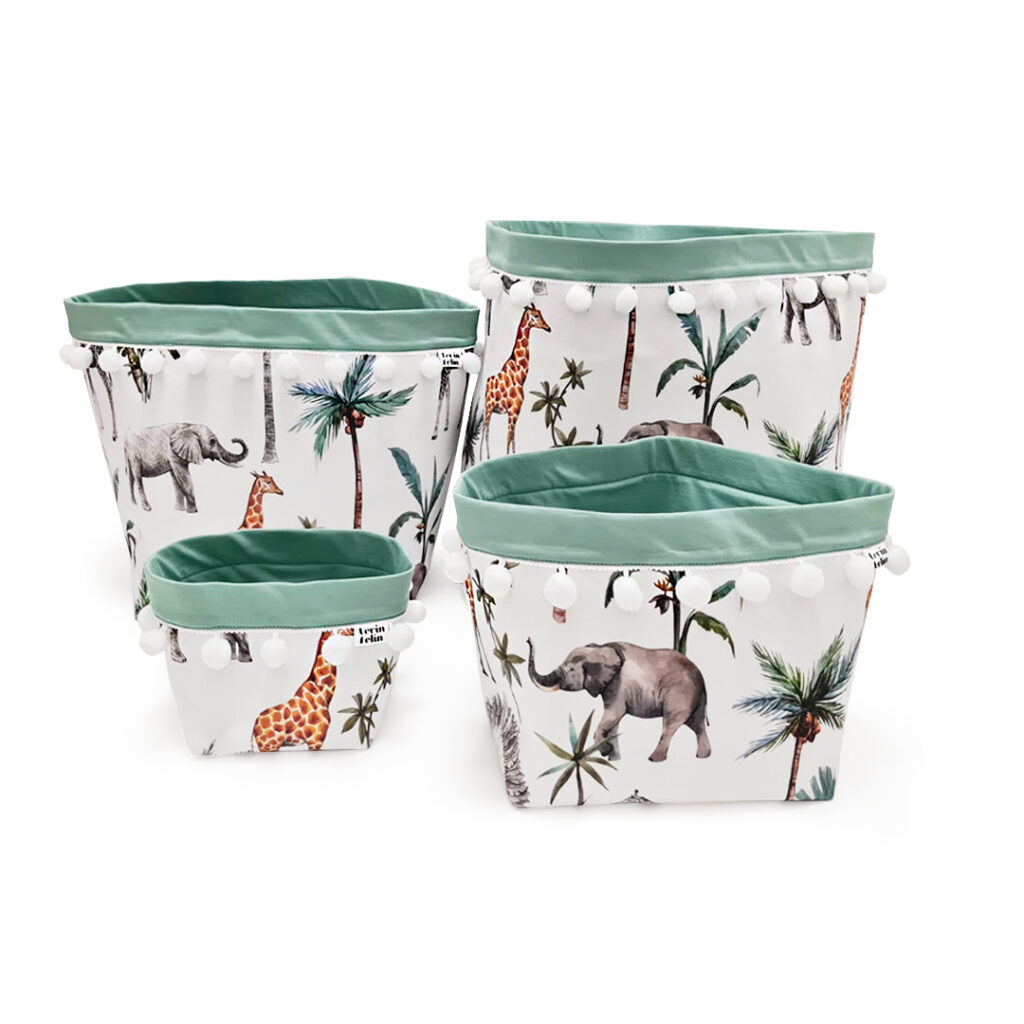 Set 4 bavlněných košíků s kuličkami (XS, S, M, L)