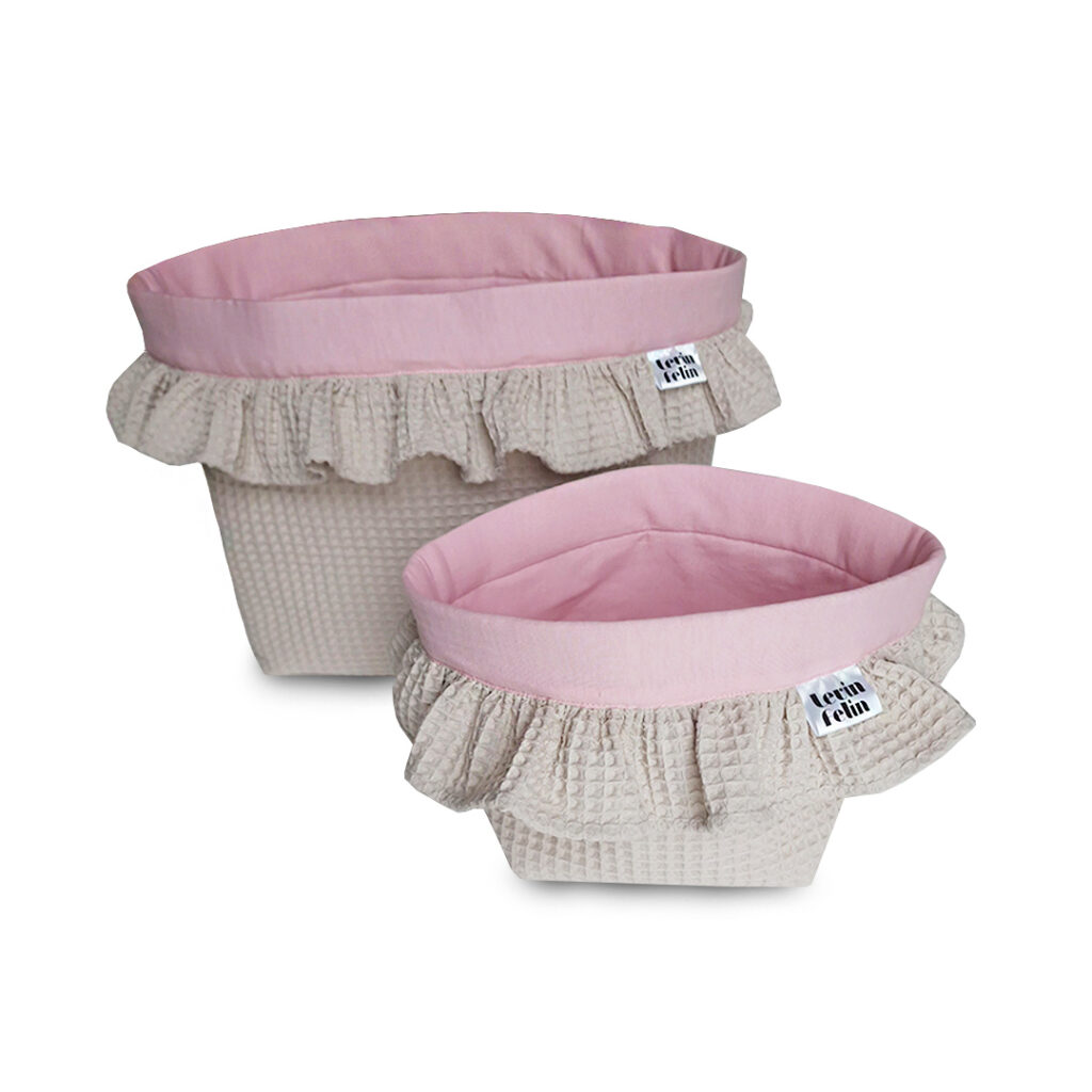 Set 2 vafle košíků s volánem (XS, S)