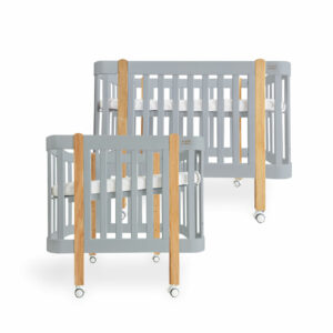 Dětská antirefluxní rostoucí postýlka Nika Duo – šedá s dřevěnými nožičkami