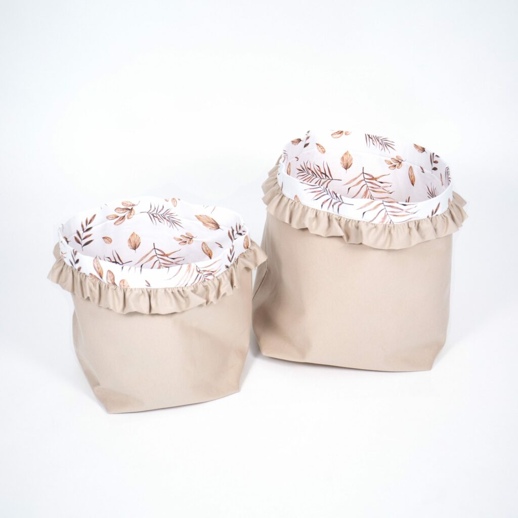 Set 4 bavlněných košíků s volánem (XS, S, M, L)