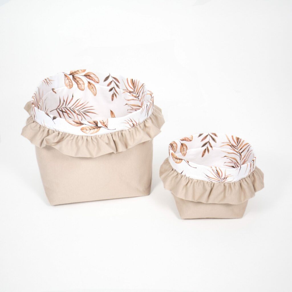 Set 4 bavlněných košíků s volánem (XS, S, M, L)