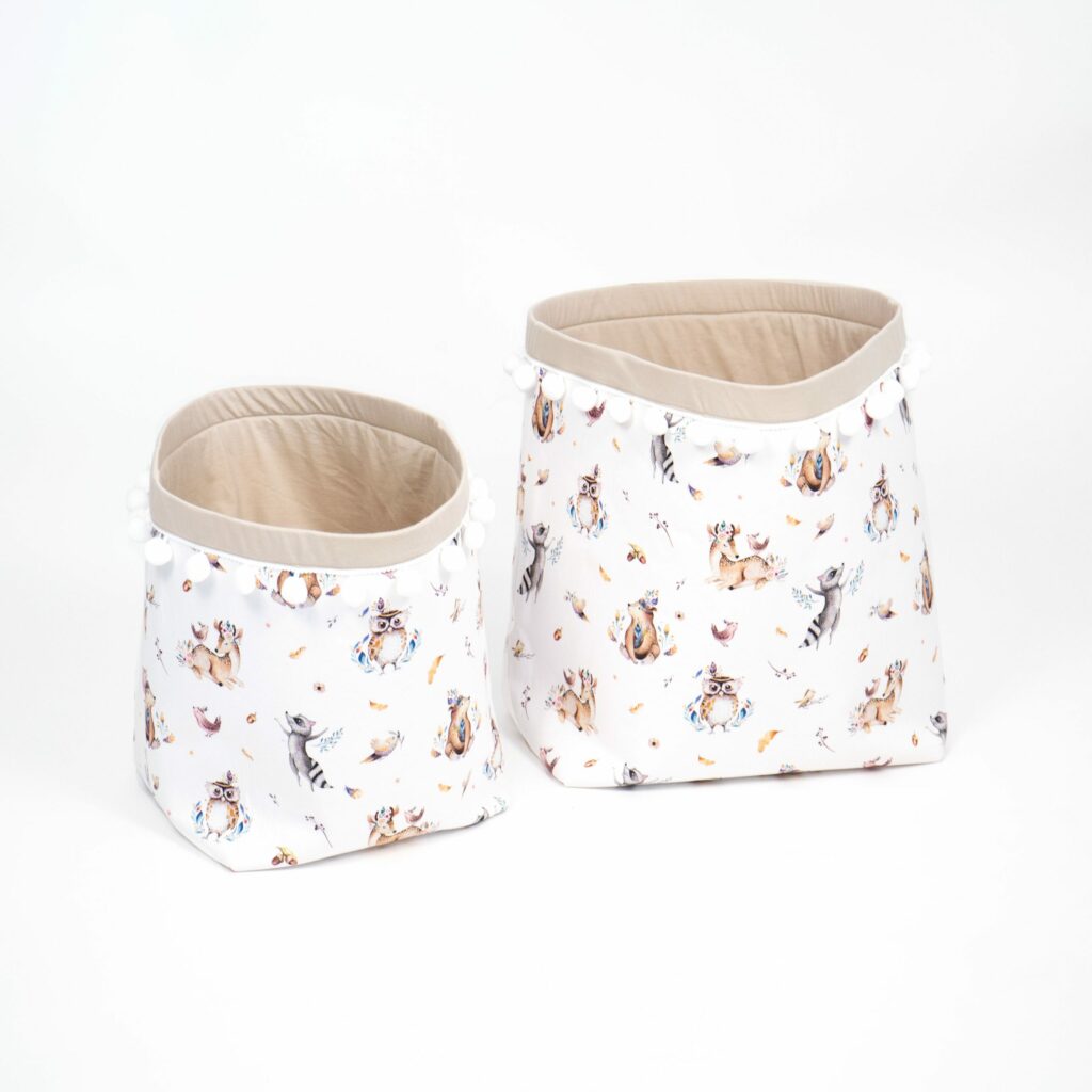 Set 2 bavlněných košíků s kuličkami (M, L) Set 2 bavlněných košíků s kuličkami (M, L)