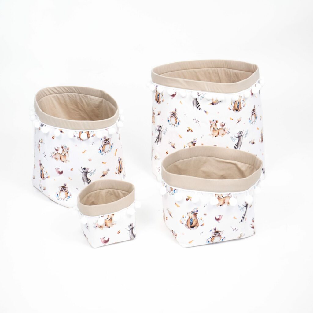 Set 4 bavlněných košíků s kuličkami (XS, S, M, L)