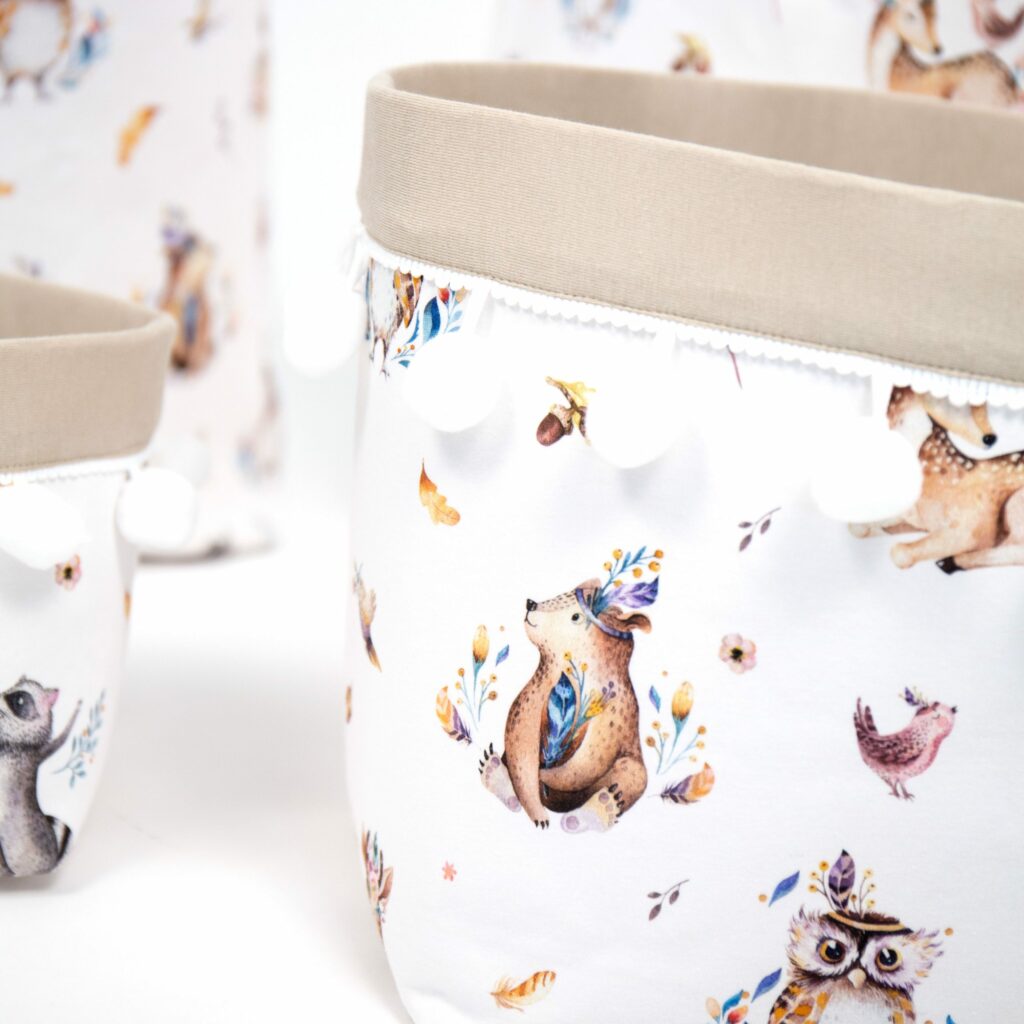 Set 4 bavlněných košíků s kuličkami (XS, S, M, L)