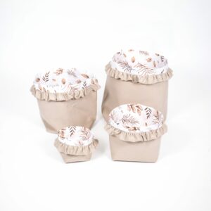 Set 4 bavlněných košíků s volánem (XS, S, M, L)