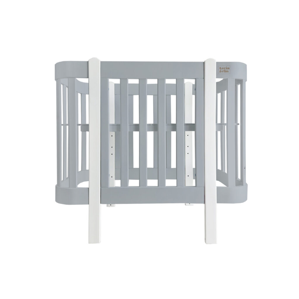 Dětská antirefluxní rostoucí postýlka Nika Duo – šedá s bílými nožičkami