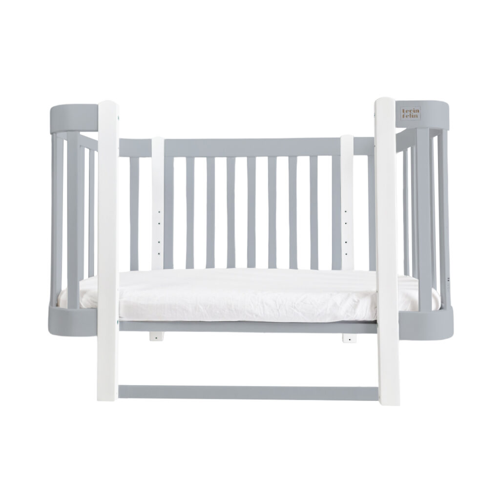 Dětská antirefluxní rostoucí postýlka Nika Duo – šedá s bílými nožičkami