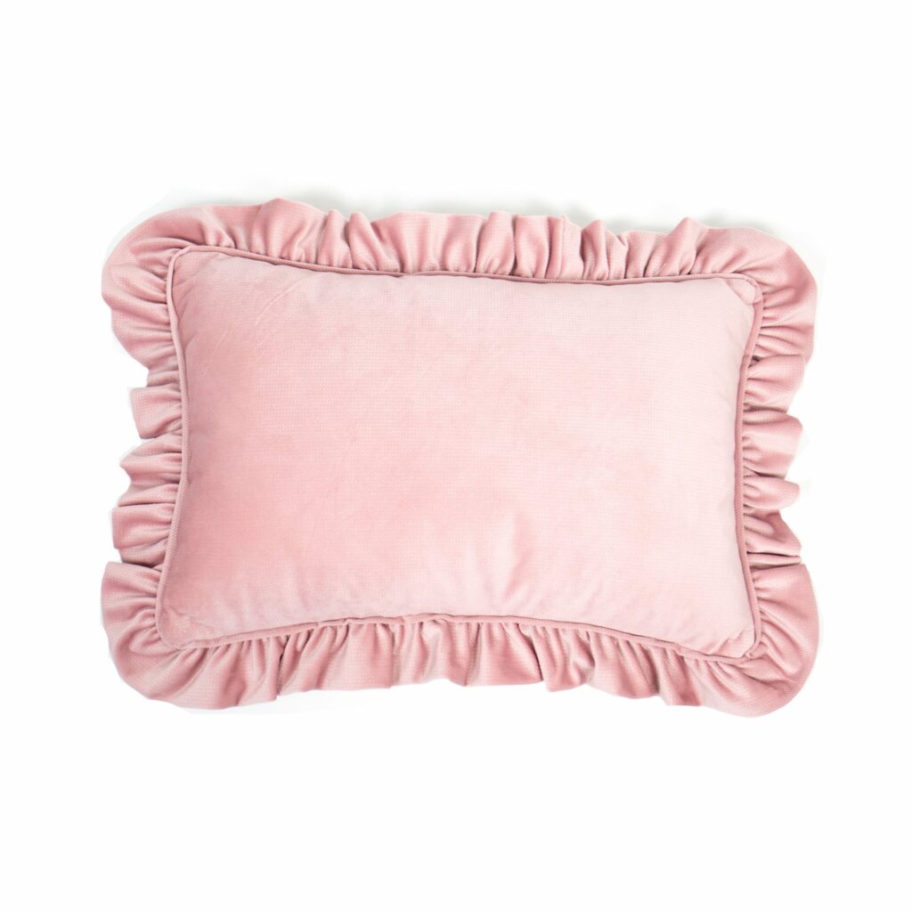 Velvet polštář s volánem 45 × 30 cm