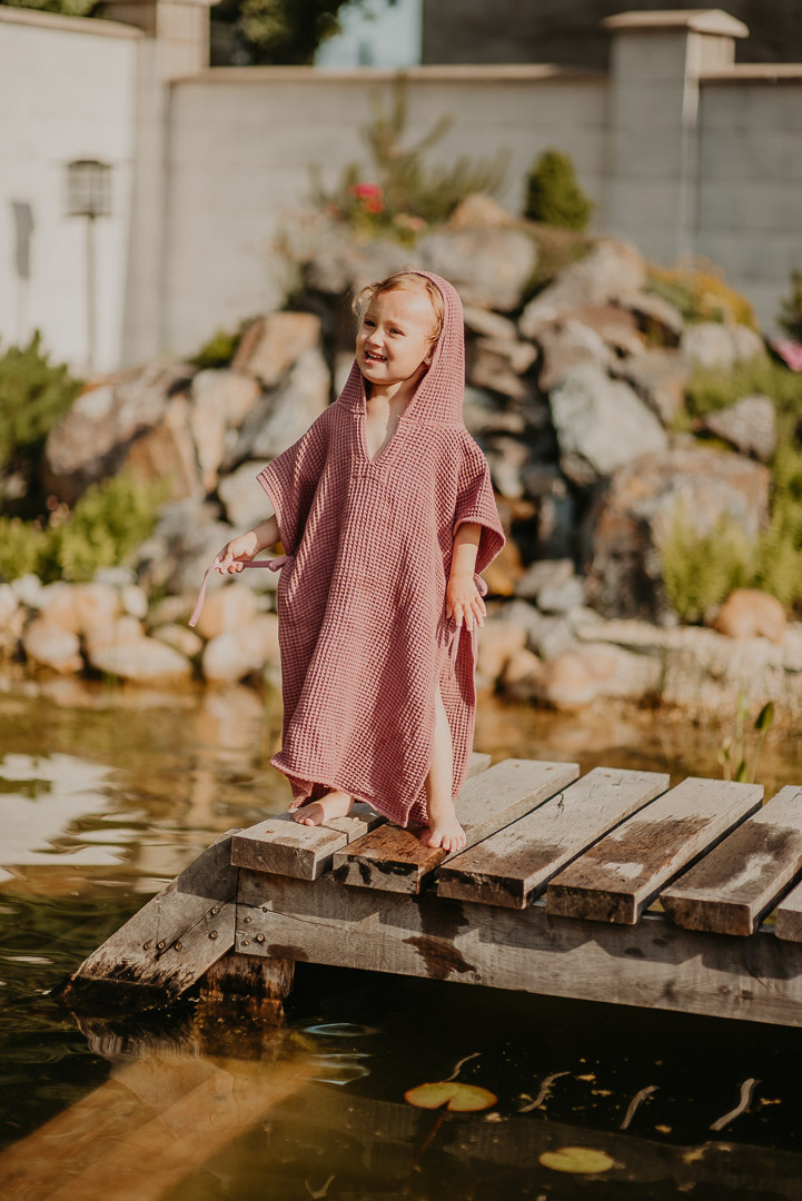 Dětské vafle pončo s kapucí