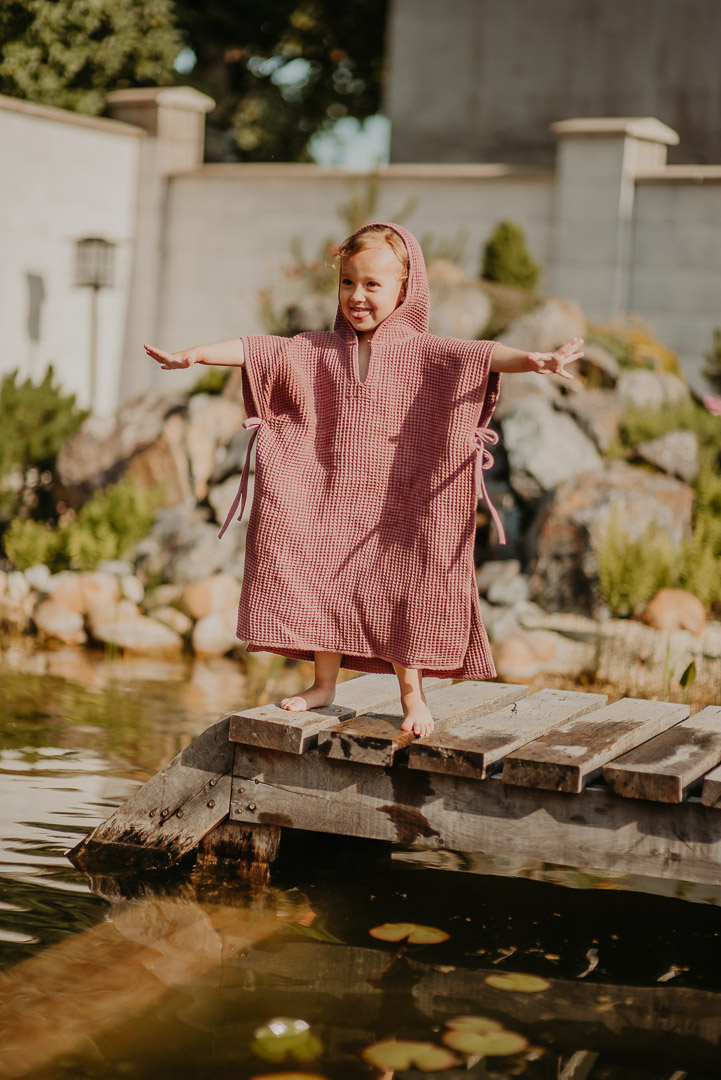 Dětské vafle pončo s kapucí