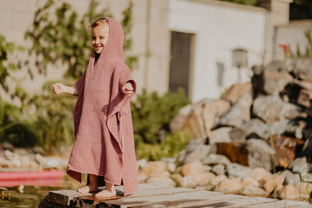 Dětské vafle pončo s kapucí