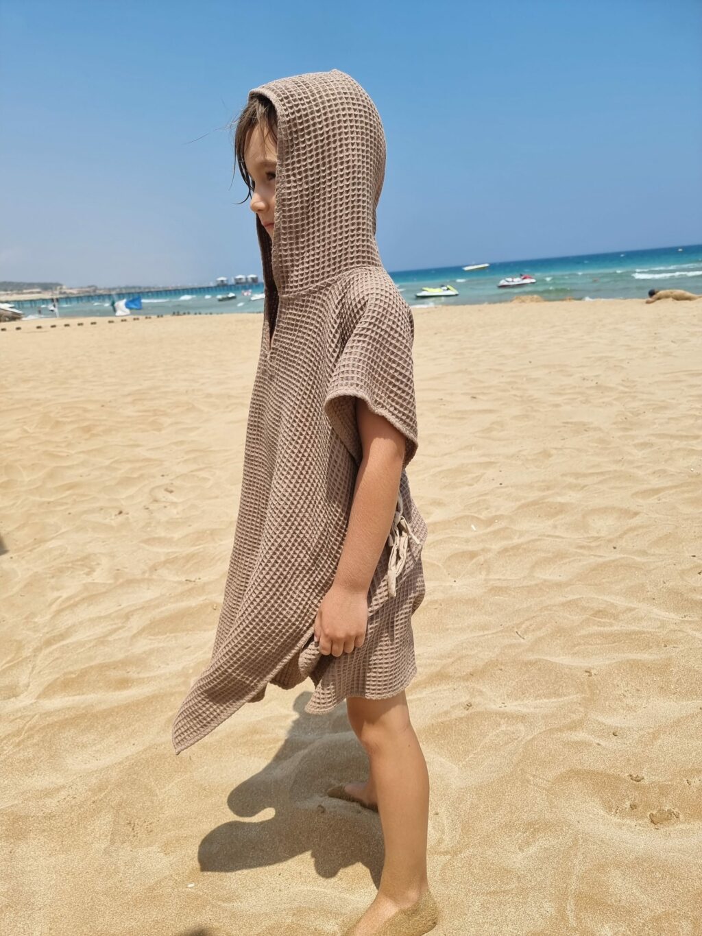 Dětské vafle pončo s kapucí