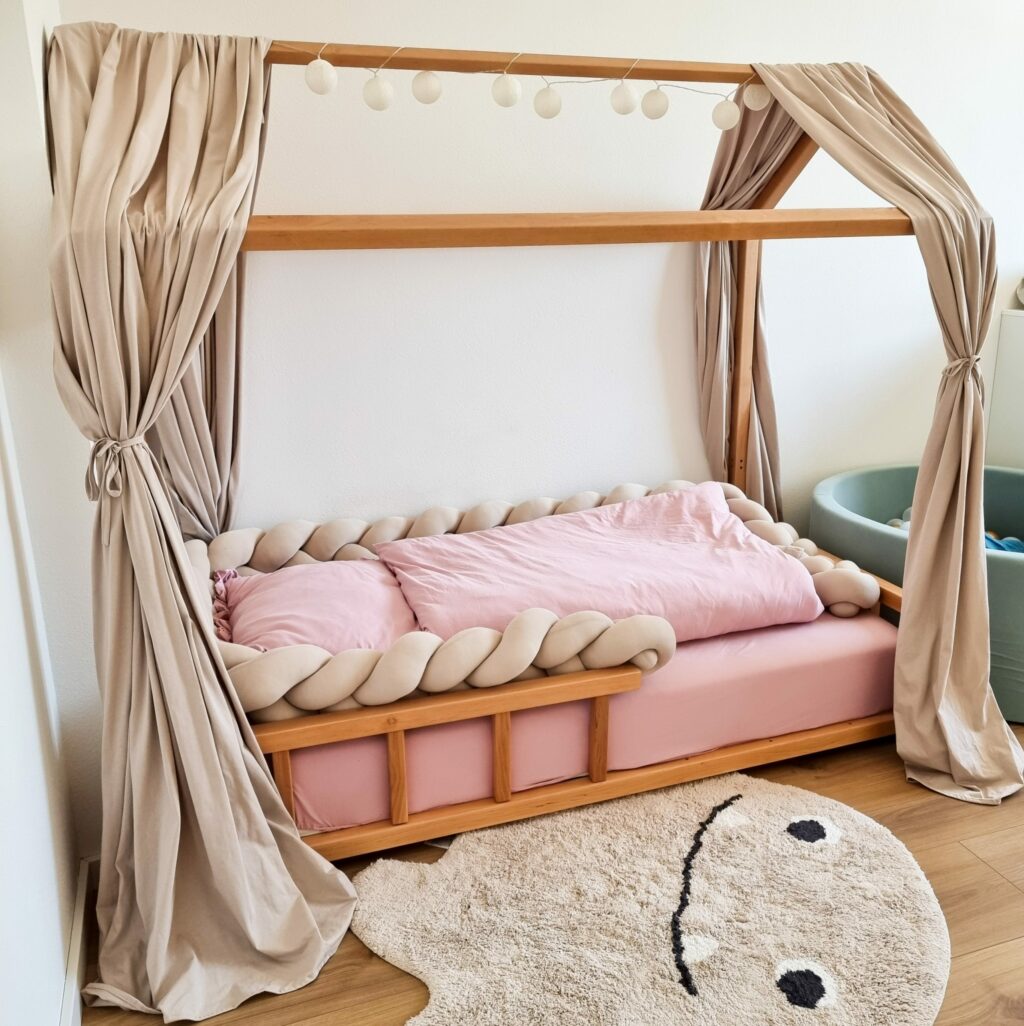 Bavlněný baldachýn na domečkovou postel (2 ks)