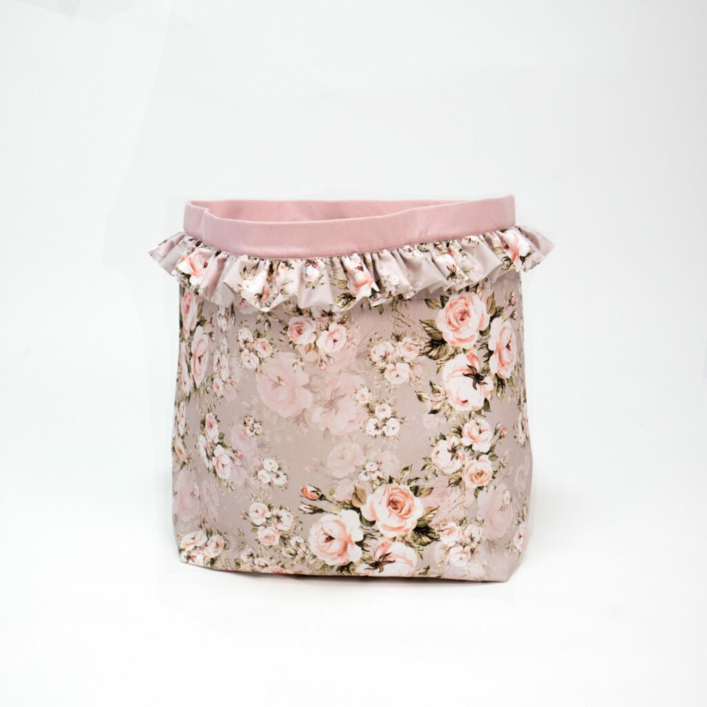 Set 2 bavlněných košíků s volánem (M, L)