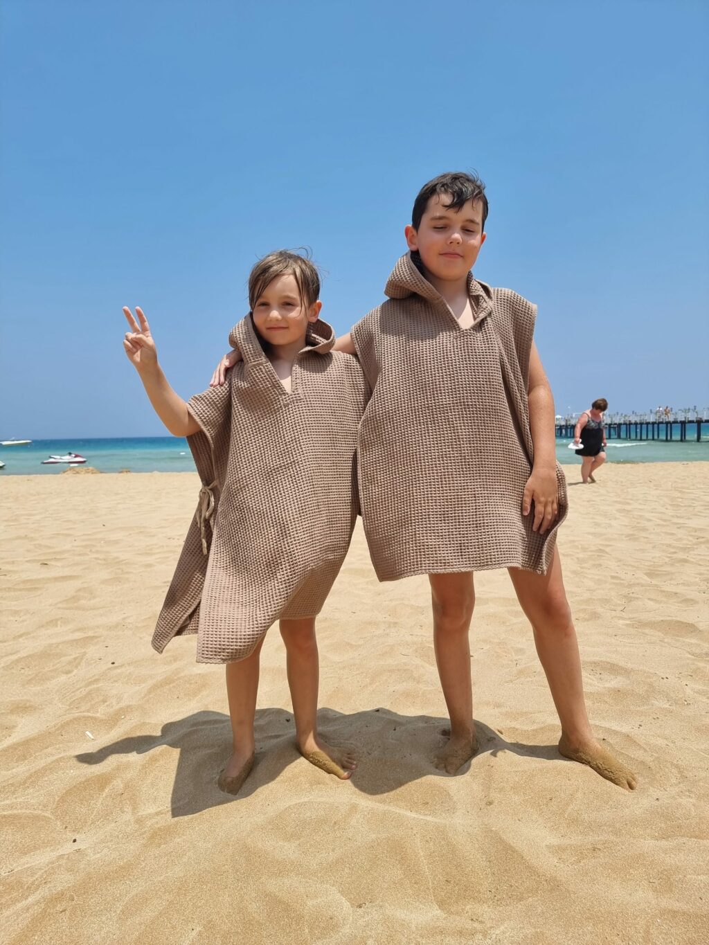 Plážový set 2 (plážová taška, rodinná deka, osuška a pončo)