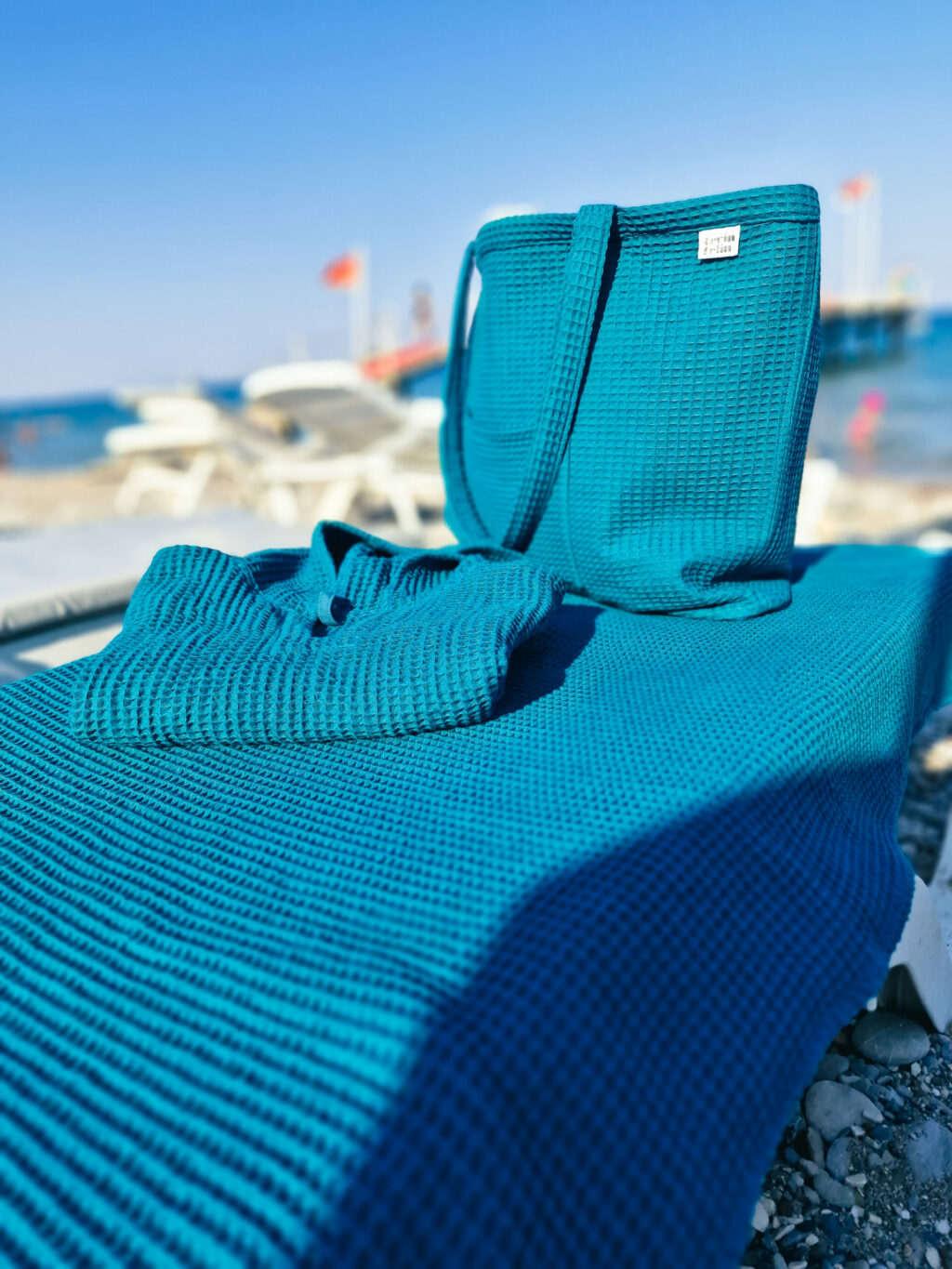 Plážový set 2 (plážová taška, rodinná deka, osuška a pončo)