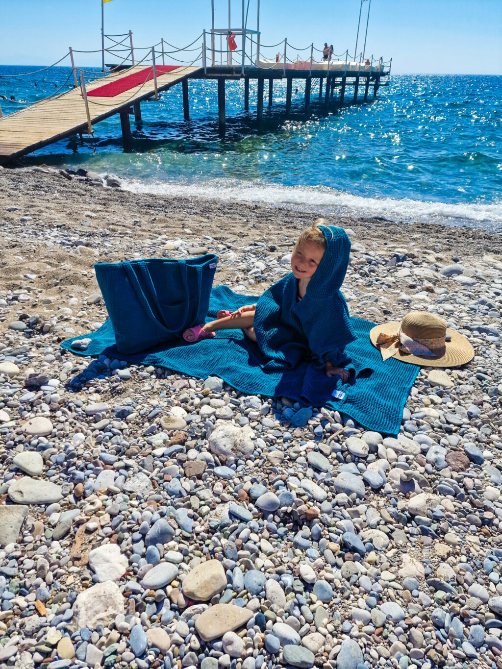 Plážový set 2 (plážová taška, rodinná deka, osuška a pončo)