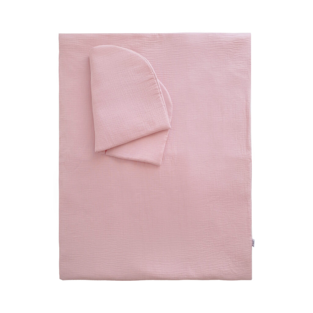 Set mušelínové přikrývky a zaobleného polštáře s výplní